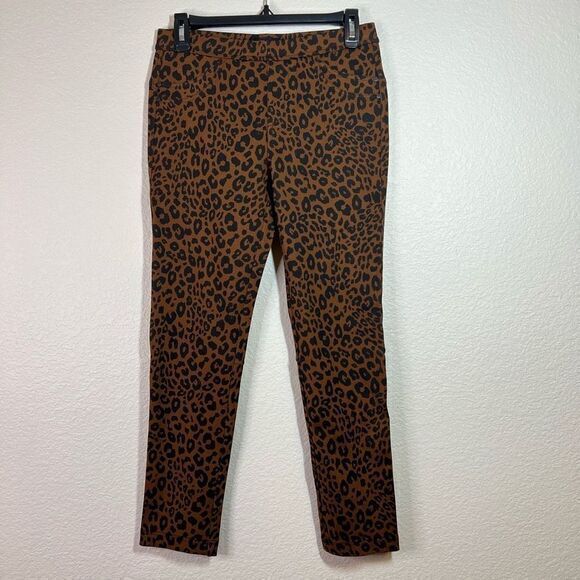 Sanctuary Women's Ankle Pants Leopard‎ Print Mid Rise Skinny Brown Black Medium - Picture 1 of 9